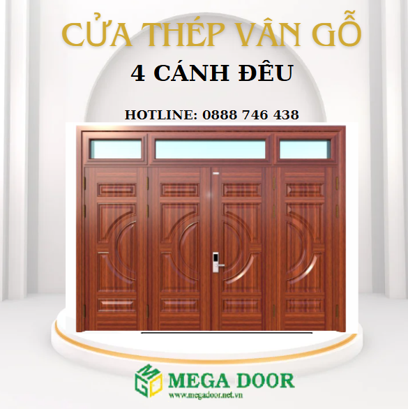 Cửa Thép Vân Gỗ 4 Cánh Đều Bao Nhiêu Tiền? Báo Giá Chuẩn